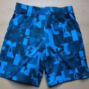 Under Armor Blue Geometric Boys Athletic Shorts
